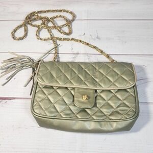 Lisette New York Bag - Quilted Gold‎ Leather Crossbody Chain Strap Purse